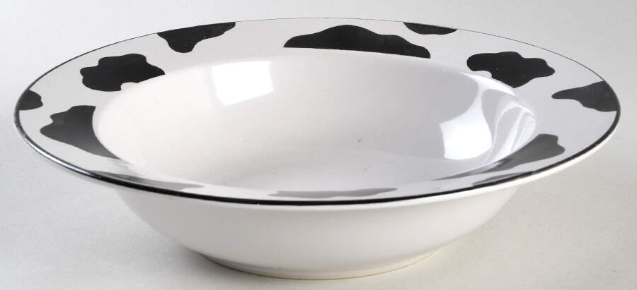 Spotted Cow (Cream) Rim Soup Bowl by Tienshan-1