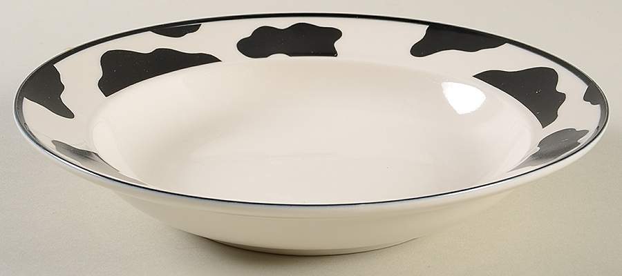 Spotted Cow (Cream) Rim Soup Bowl by Tienshan-1