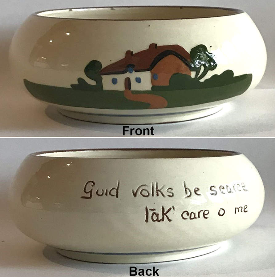 Motto Ware (Cottage) Open Sugar Bowl by Torquay Pottery-1