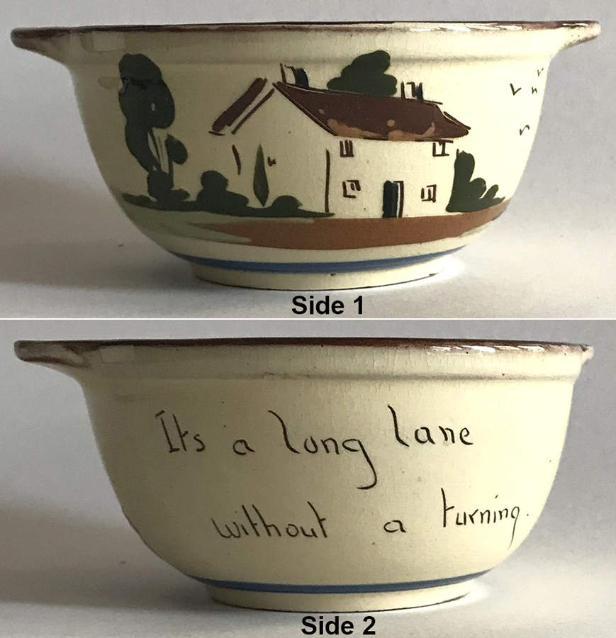 Motto Ware (Cottage) Lugged Cereal Bowl by Torquay Pottery-1
