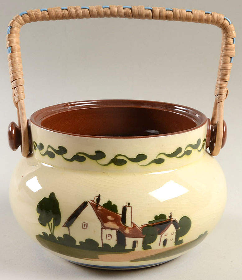 Motto Ware (Cottage) Biscuit Barrel No Lid by Torquay Pottery-1