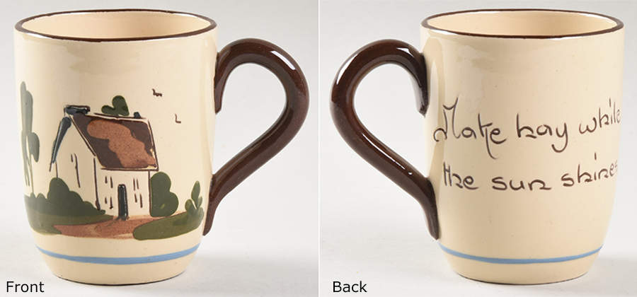 Motto Ware (Cottage) Flat Cup by Torquay Pottery-1