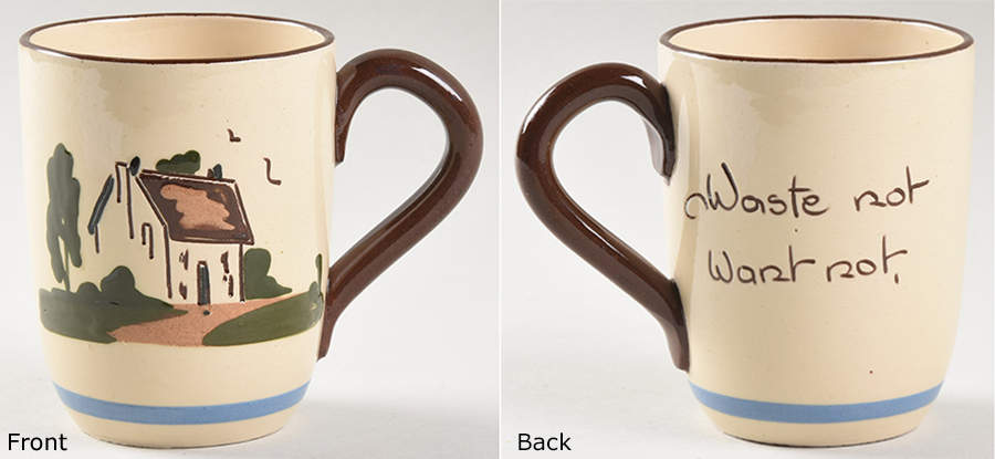 Motto Ware (Cottage) Flat Cup by Torquay Pottery-1