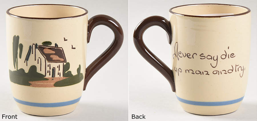Motto Ware (Cottage) Flat Cup by Torquay Pottery-1