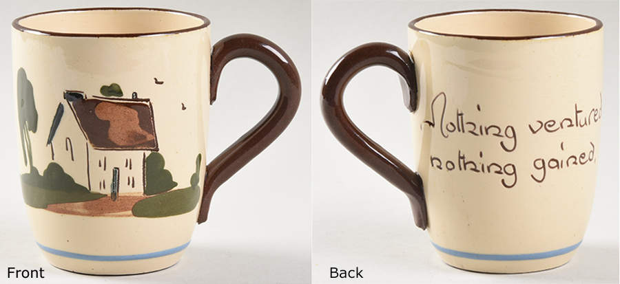 Motto Ware (Cottage) Flat Cup by Torquay Pottery-1
