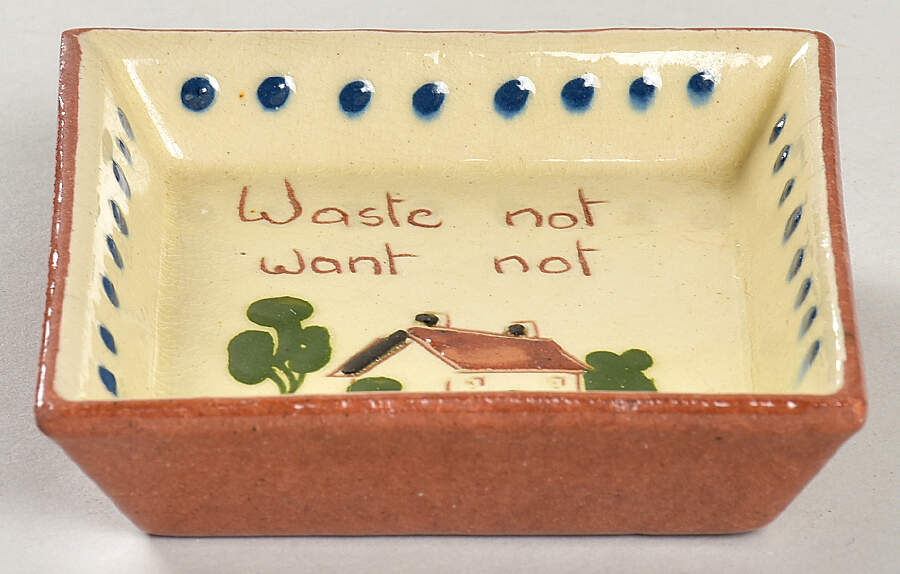 Motto Ware (Cottage) 3" Ashtray by Torquay Pottery-1