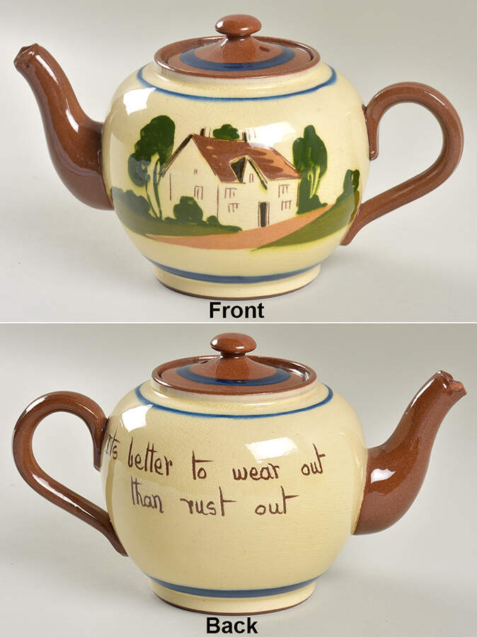 Motto Ware (Cottage) Teapot & Lid by Torquay Pottery-1