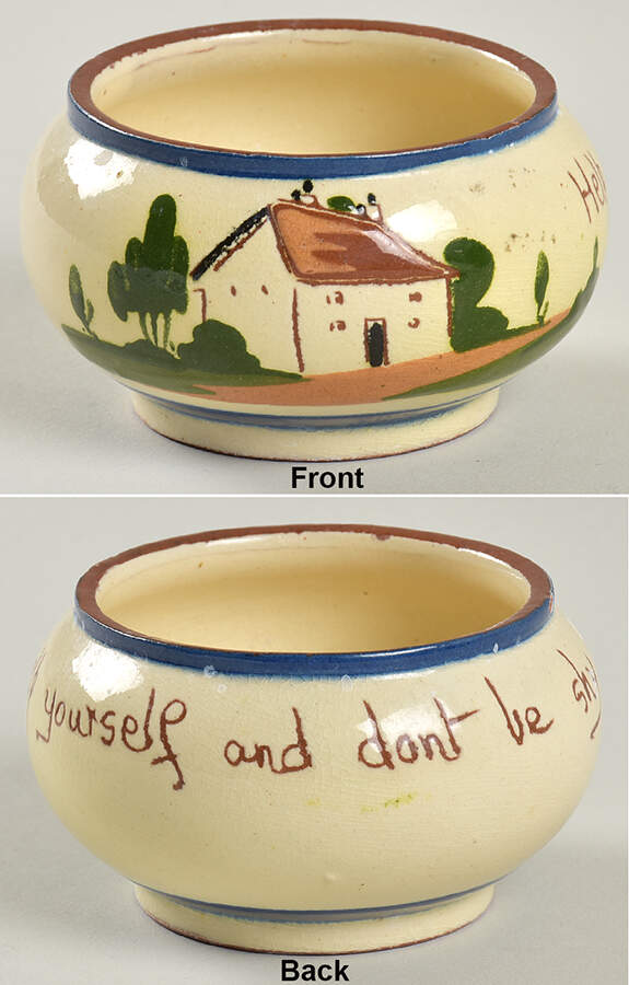 Motto Ware (Cottage) Open Sugar Bowl by Torquay Pottery-1