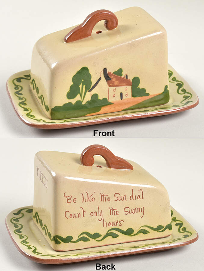 Motto Ware (Cottage) Cheese Dish with Lid (Wedge) by Torquay Pottery-1
