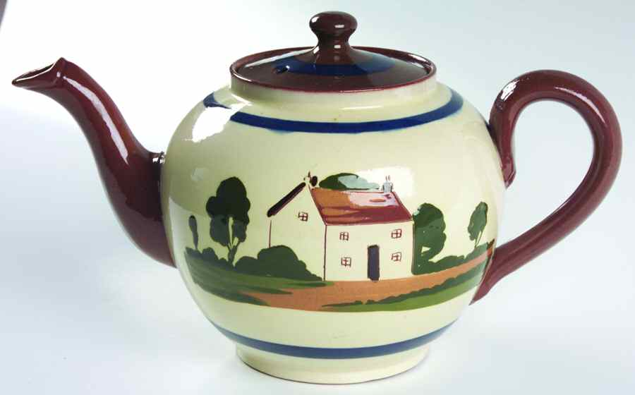 Motto Ware (Cottage) Teapot & Lid by Torquay Pottery-1