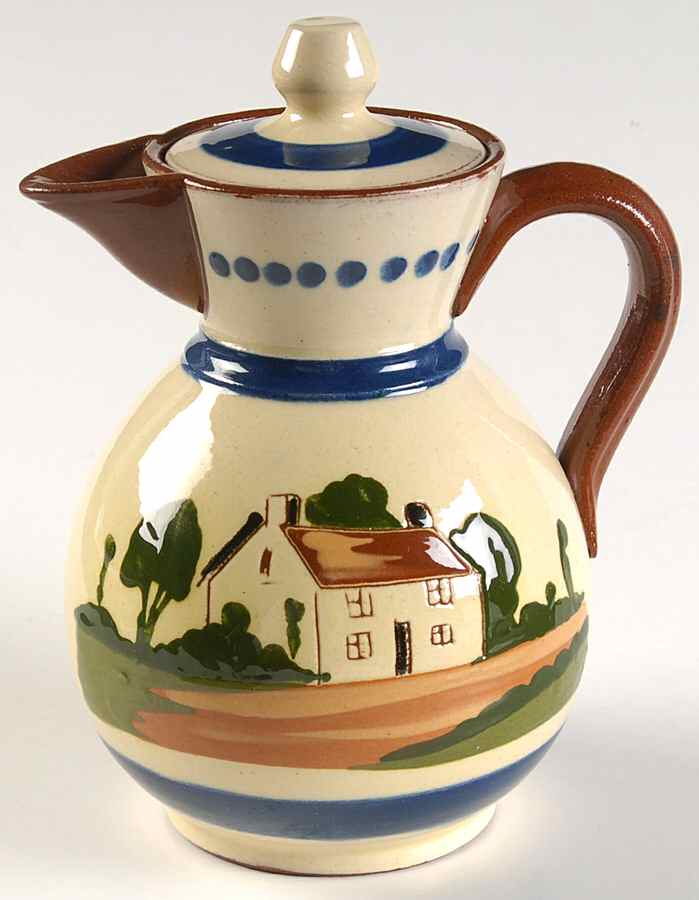 Motto Ware (Cottage) 11 Oz Pitcher & Lid by Torquay Pottery-1