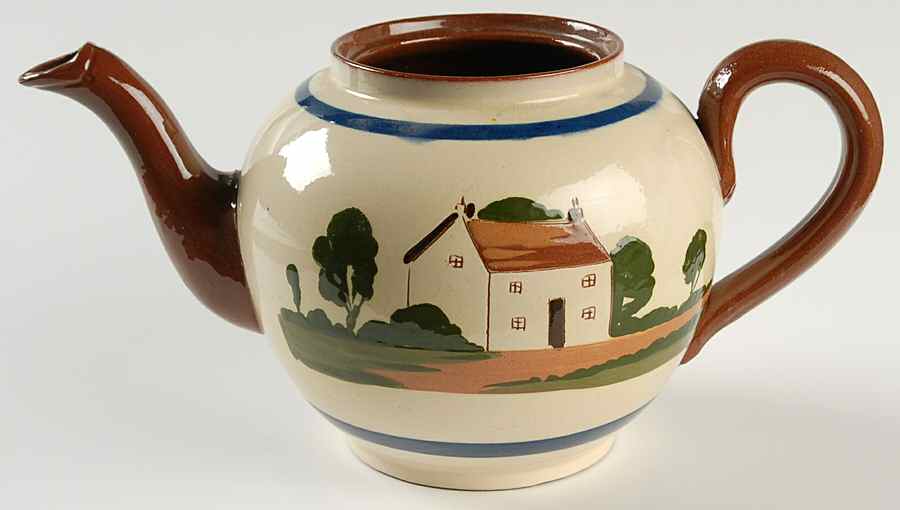 Motto Ware (Cottage) Teapot No Lid by Torquay Pottery-1