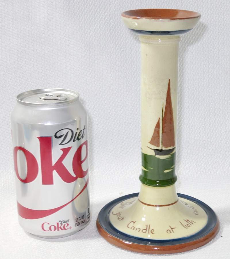 Motto Ware (Cottage) 7" Candlestick by Torquay Pottery-1
