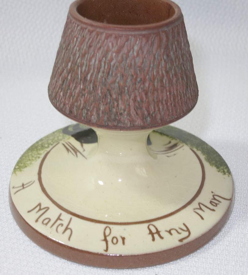 Motto Ware (Cottage) Match Holder W/Strike by Torquay Pottery-1