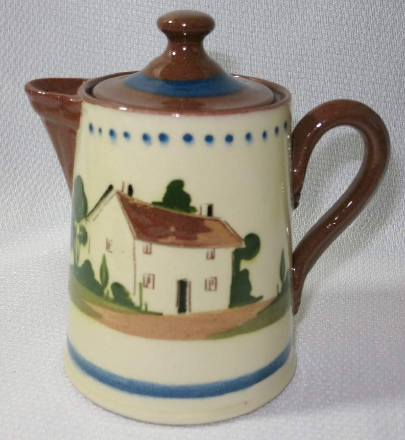 Motto Ware (Cottage) Individual Coffee Pot & Lid by Torquay Pottery-1