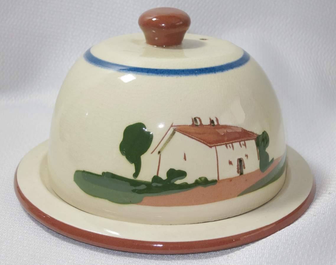 Motto Ware (Cottage) Round Covered Butter by Torquay Pottery-1