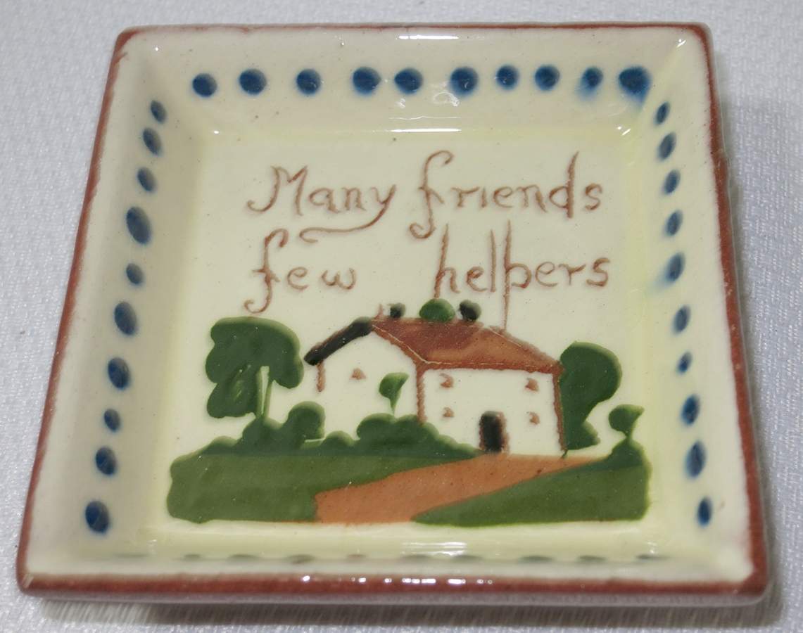 Motto Ware (Cottage) 3" Ashtray by Torquay Pottery-1