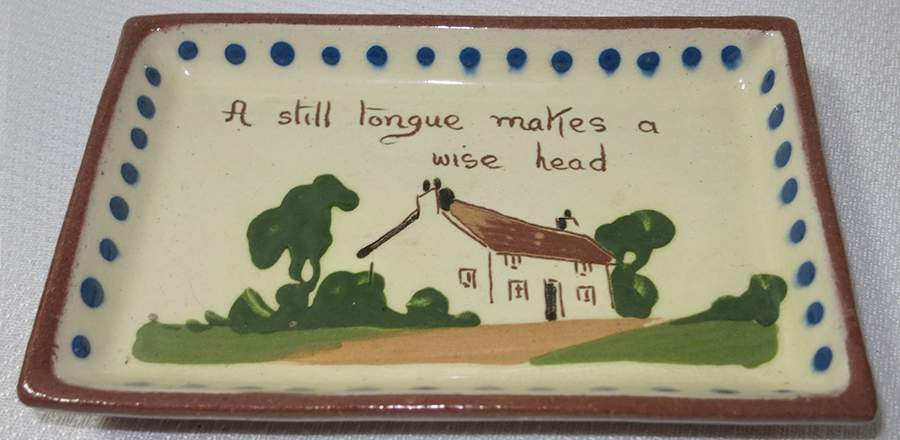 Motto Ware (Cottage) 5" Rectangular Tray by Torquay Pottery-1