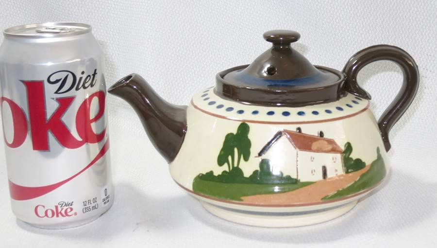 Motto Ware (Cottage) Mini Teapot & Lid by Torquay Pottery-1