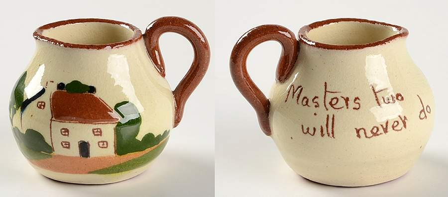 Motto Ware (Cottage) Creamer-Miniature by Torquay Pottery-1
