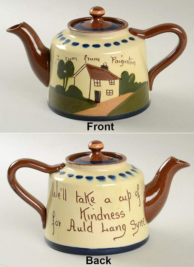 Motto Ware (Cottage) Individual Teapot & Lid by Torquay Pottery-1