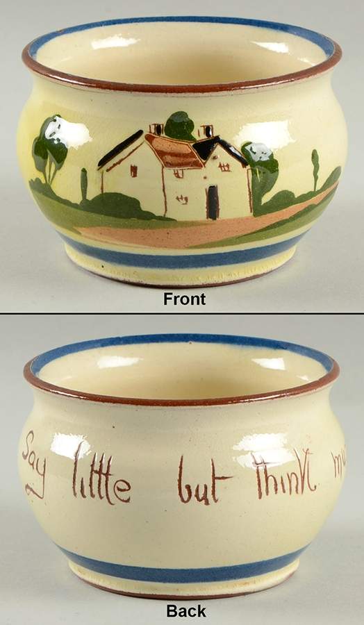 Motto Ware (Cottage) Open Sugar Bowl by Torquay Pottery-1