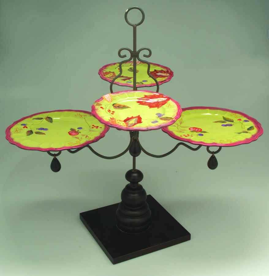 Midnight Garden Metal Statement Server w/2 Dinner & 2 SaladDessert by Tracy Porter-1