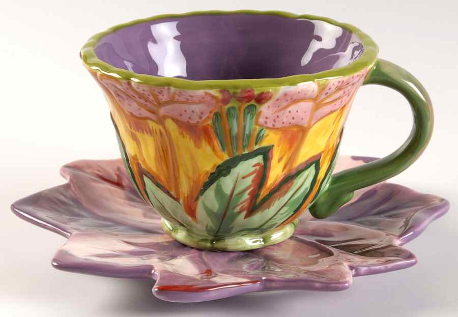 Citrine Footed Cup & Saucer Set by Tracy Porter-1