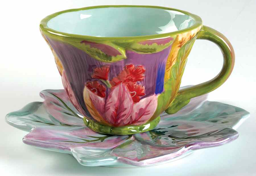 Citrine Footed Cup & Saucer Set by Tracy Porter-1