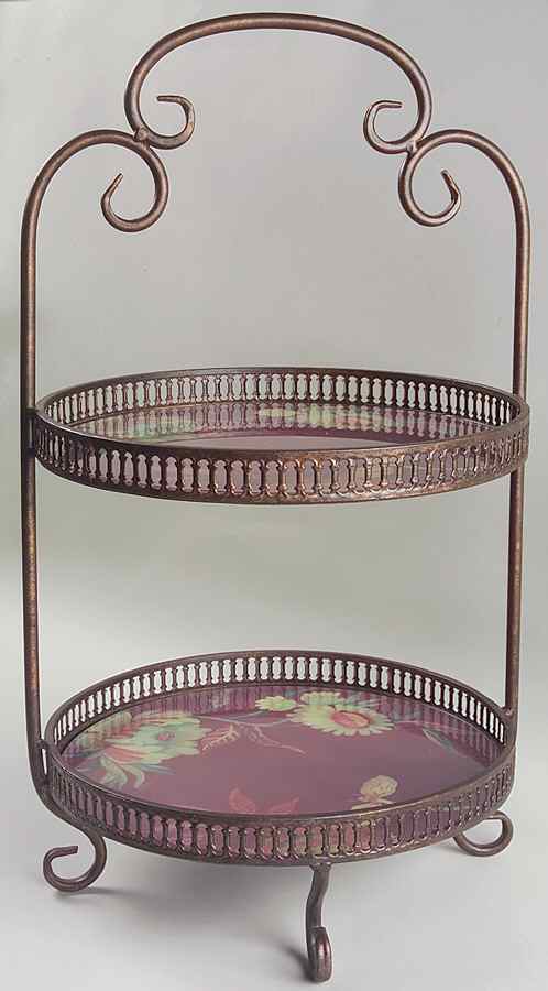 Rhapsody 2 Tiered Glass & Metal Serving Tray by Tracy Porter-1