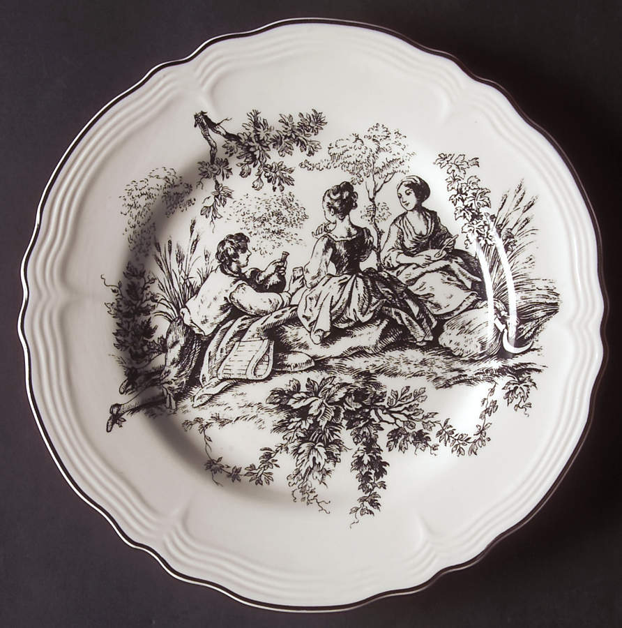 New England Toile (People) Salad Plate by Tabletops Unlimited-1