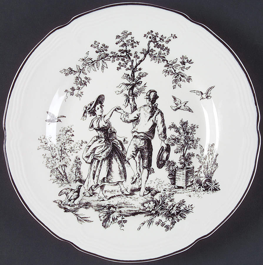 New England Toile (People) Salad Plate by Tabletops Unlimited-1