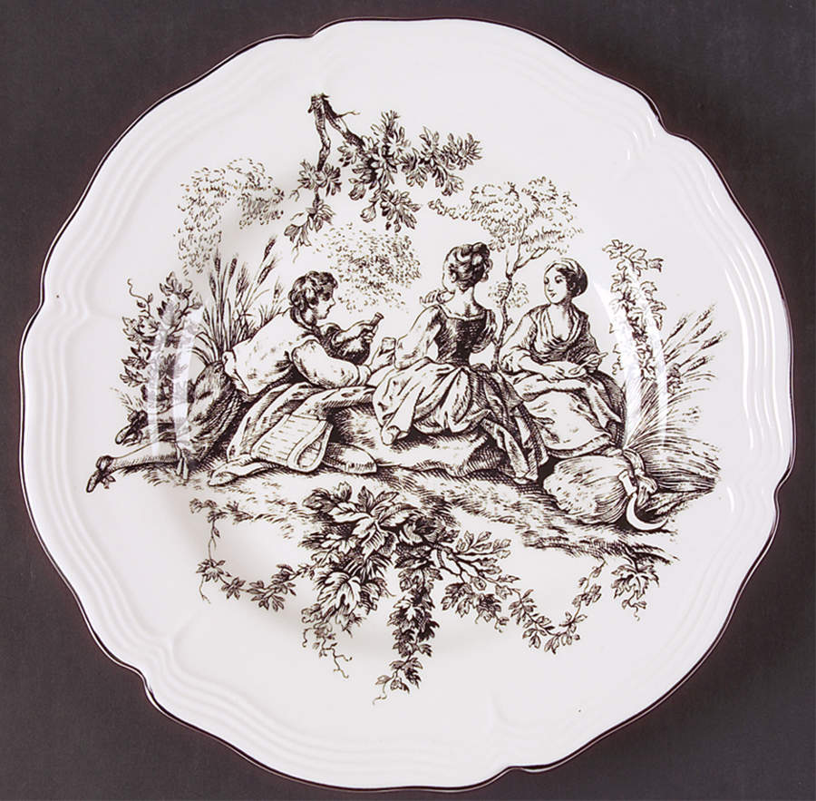 New England Toile (People) Dinner Plate by Tabletops Unlimited-1