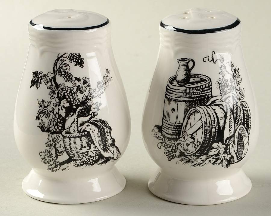 New England Toile (People) Salt & Pepper Set by Tabletops Unlimited-1
