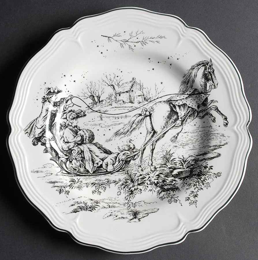 New England Toile (People) Dinner Plate by Tabletops Unlimited-1