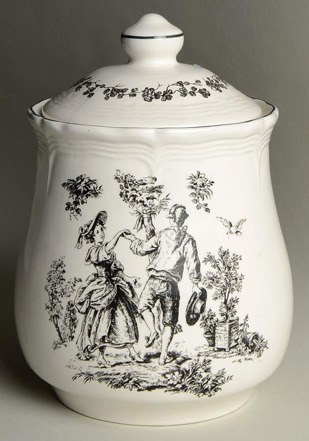 New England Toile (People) Cookie Jar & Lid by Tabletops Unlimited-1