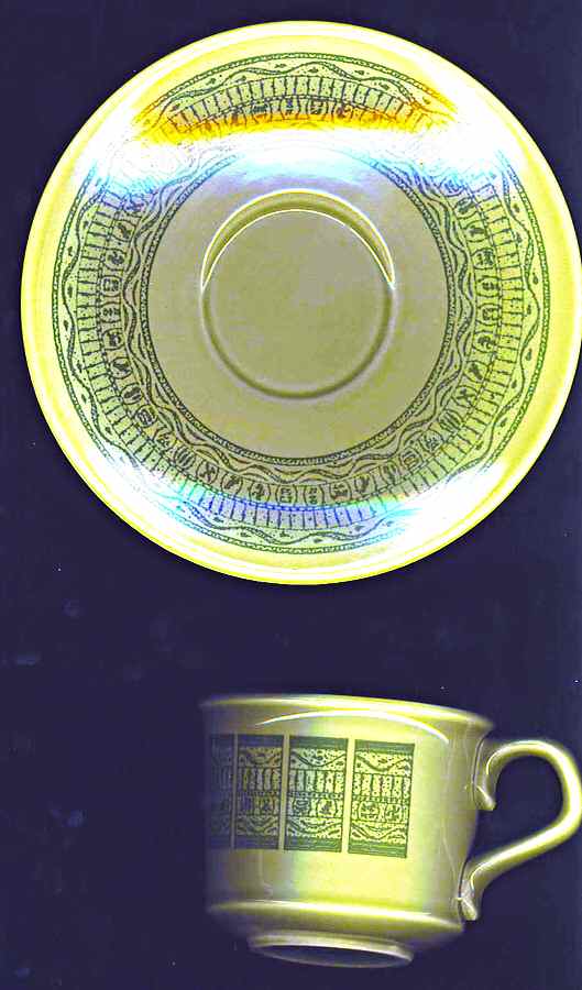 Pharohs Green Flat Cup & Saucer Set by Taylor, Smith & Taylor (Ts&T)-1