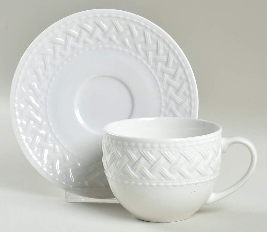 Havana Weave Flat Cup & Saucer Set by Ten Strawberry Street-1