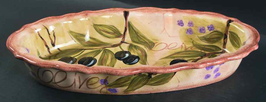 Olives Oval Bread Tray by Tabletops Unlimited-1