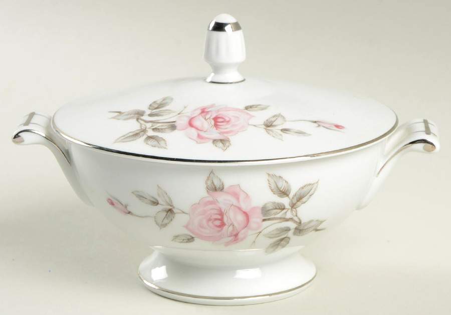 Spring Rose Sugar Bowl & Lid by Three Castle-1