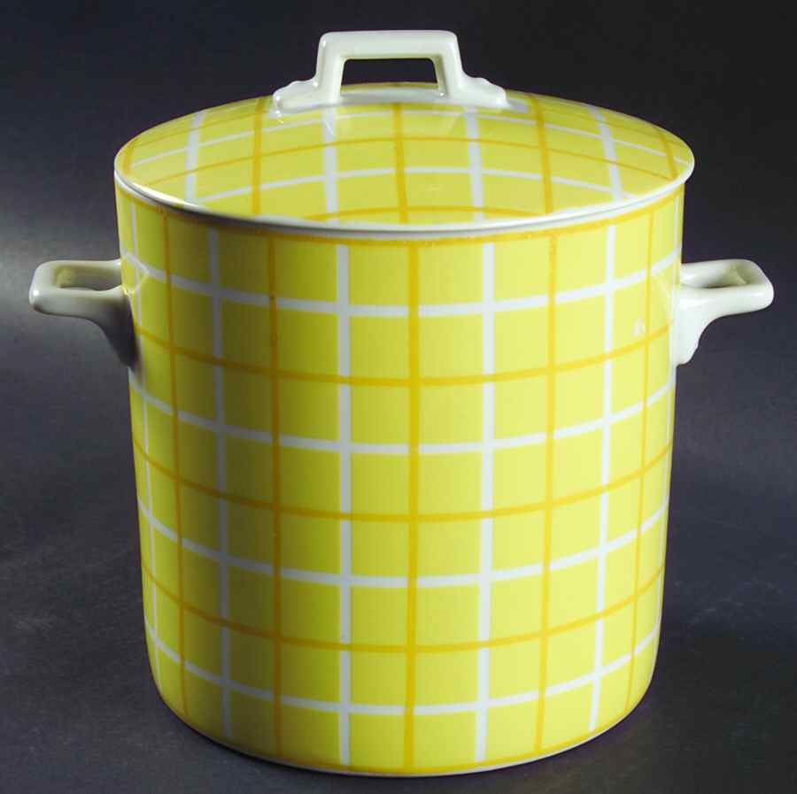 Yellow Plaid Cookie Jar & Lid by Taste Setter-1