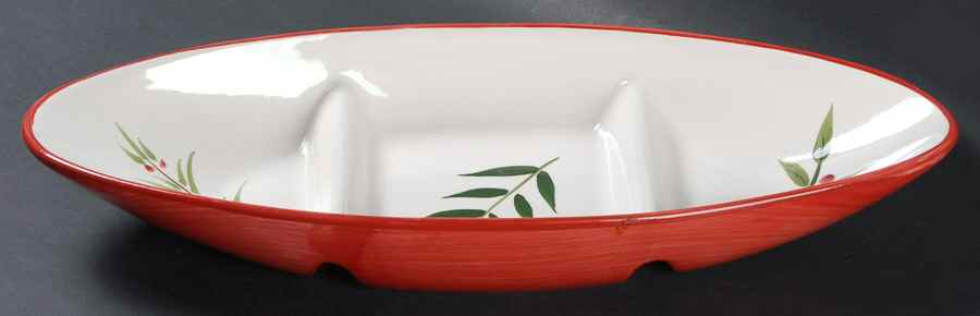 Winter Sprig 3-Part Oval Divided Server by Tag Ltd-1