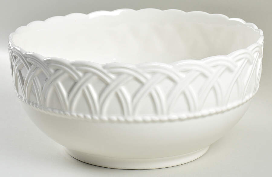 White Woven 12" Large Salad Serving Bowl by Tiffany-1