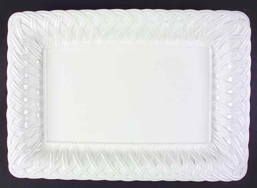 White Woven 18" Rectangular Serving Platter by Tiffany-1