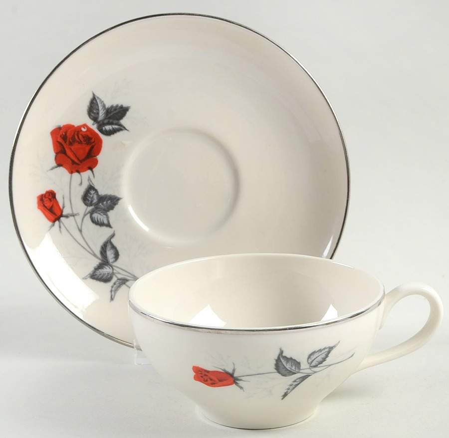 Moulin Rouge (Taylorton) Flat Cup & Saucer Set by Taylor, Smith & Taylor (Ts&T)-1