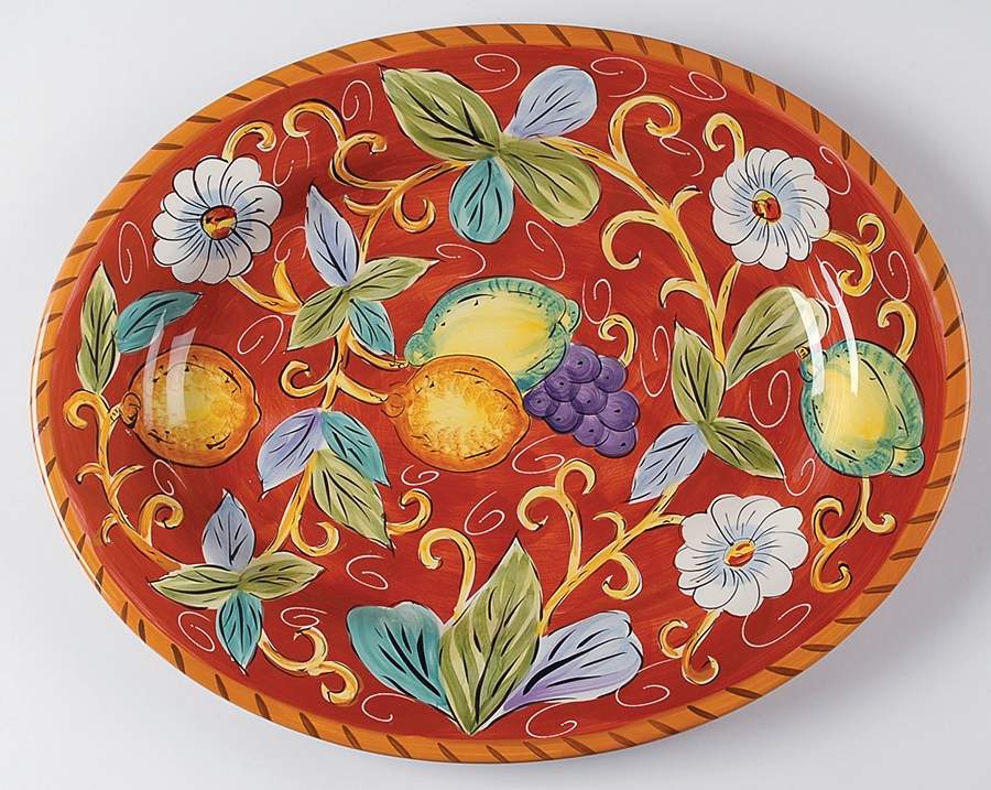Villa Antiqua 16" Oval Serving Platter by Tabletops Unlimited-1
