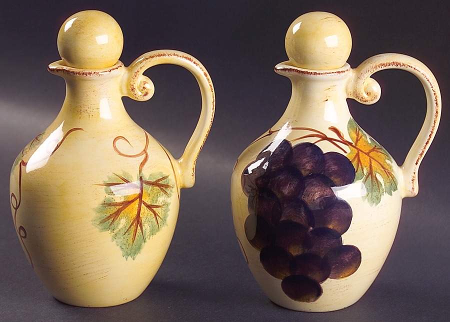 Vino Oil/Vinegar Cruet Set with Stoppers - Set of 2 Motifs by Tabletops Unlimited-1
