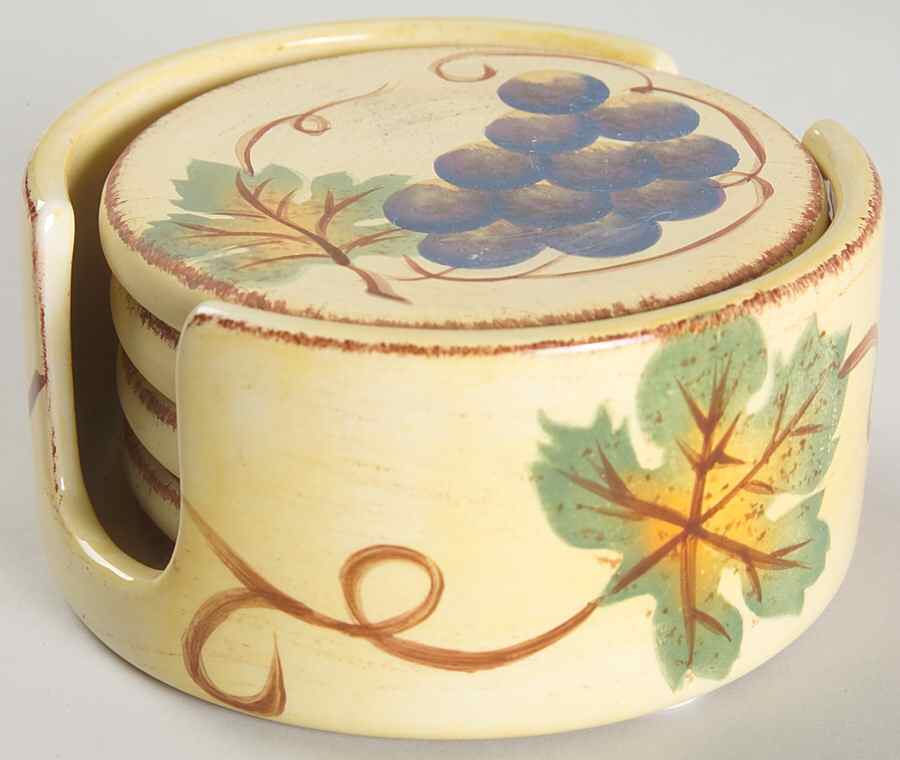 Vino 5-Piece Coaster Set (Holder & 4 Coasters) by Tabletops Unlimited-1