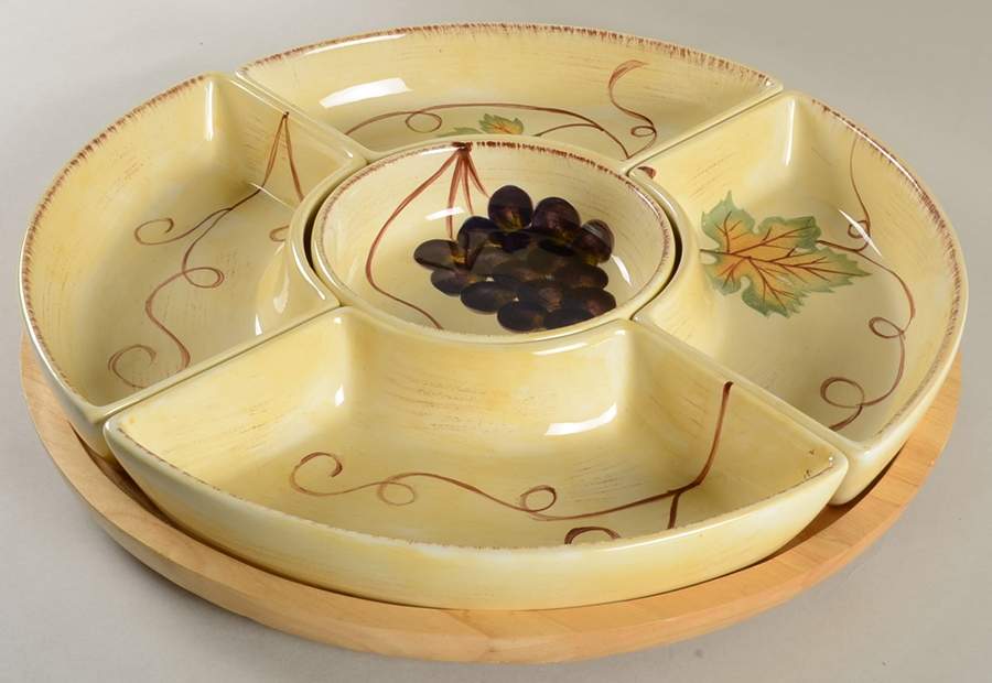 Vino 6 Pc Lazy Susan (4 Sides, 1 Center, Base) by Tabletops Unlimited-1