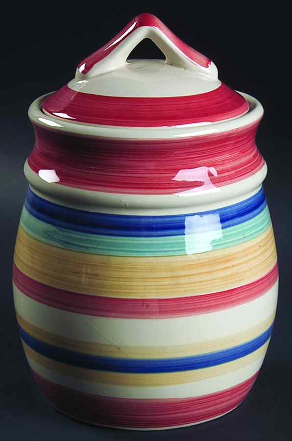 Water Color Red (Round) Extra Large Canister & Lid by Tabletops Unlimited-1